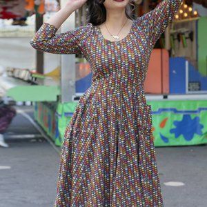 Meadow Vintage Retro Dress in Coffee Print by Effie's Heart